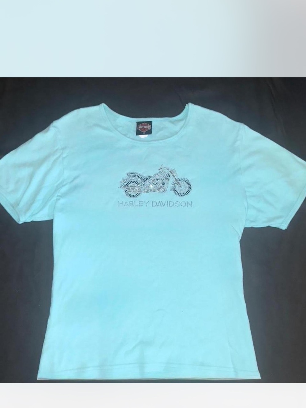 Harley-Davidson Light Blue Women’s Rhinestone Motorcycle Tee